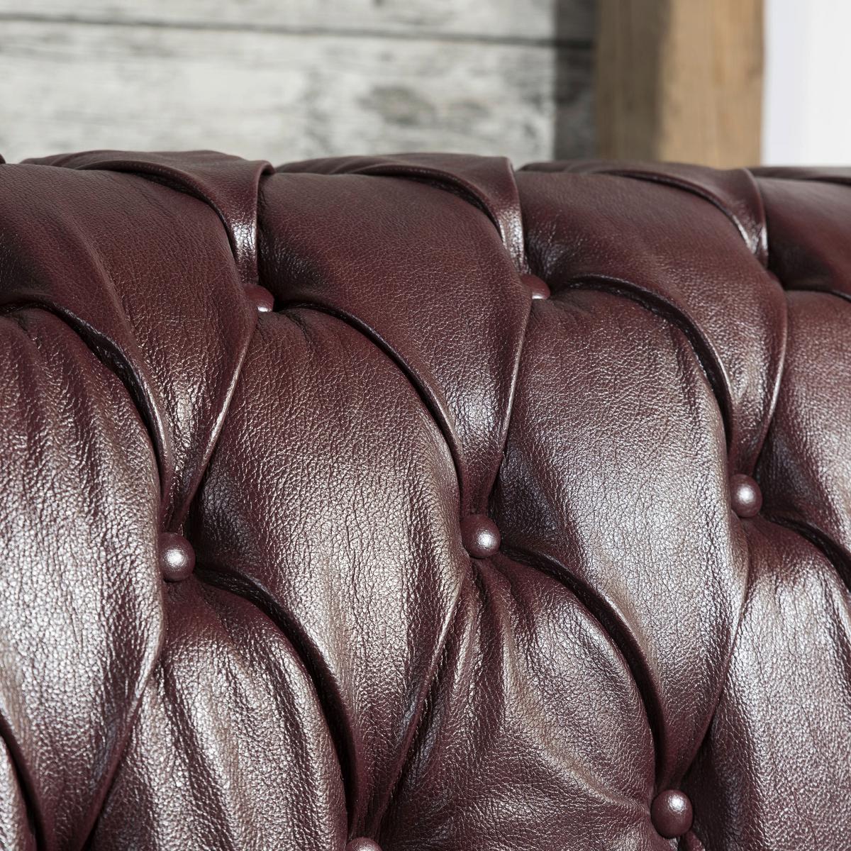 Sitzgarnitur 3-Tlg. Bridgeport Echtleder Rot - Rot/Nussbaumfarben, Design, Leder/Holz - Max Winzer