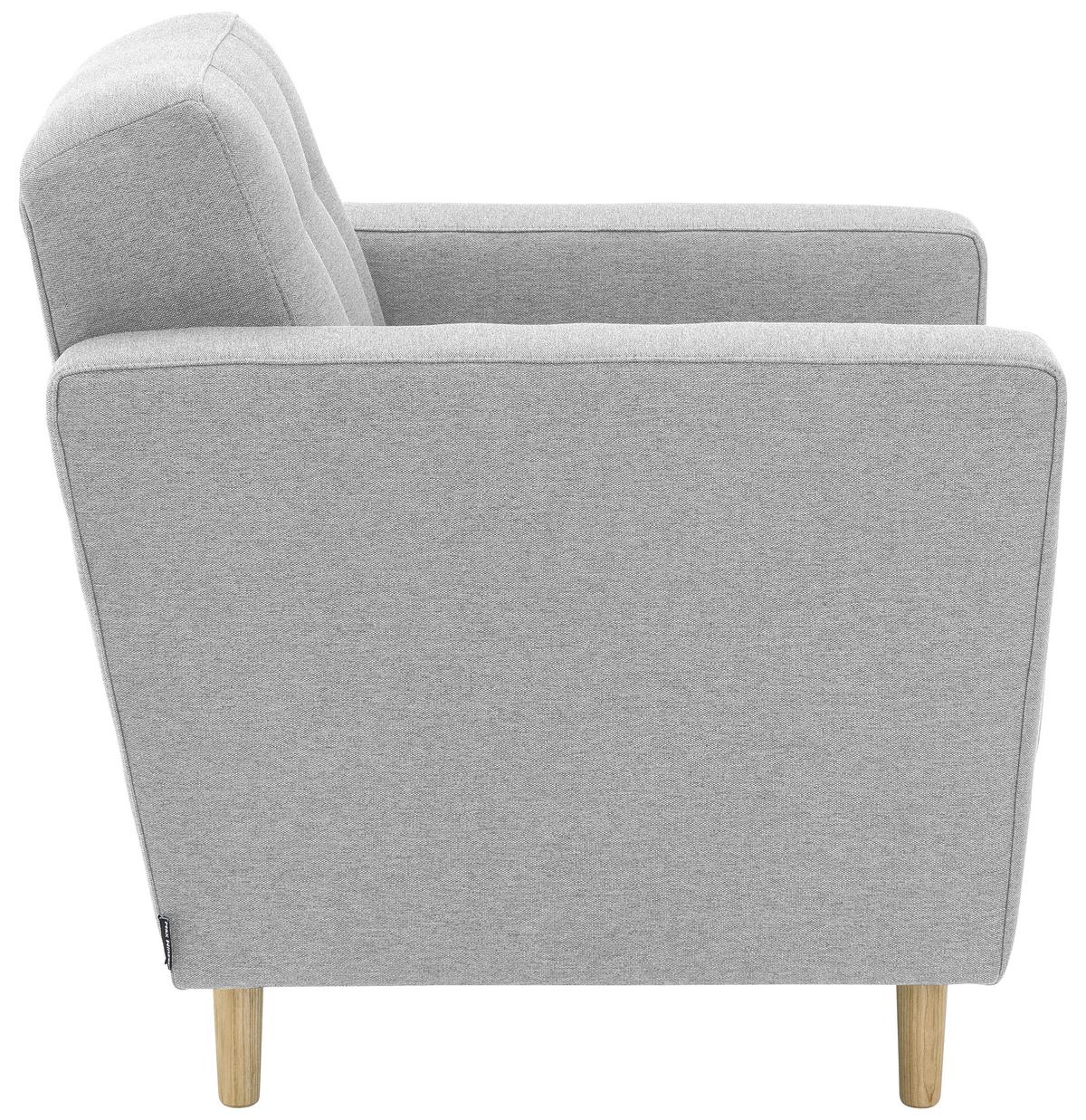 Polstersessel Mit Armlehnen Jasmin Flachgewebe Hellgrau - Eschefarben/Hellgrau, MODERN, Textil (75/81/83cm) - Max Winzer