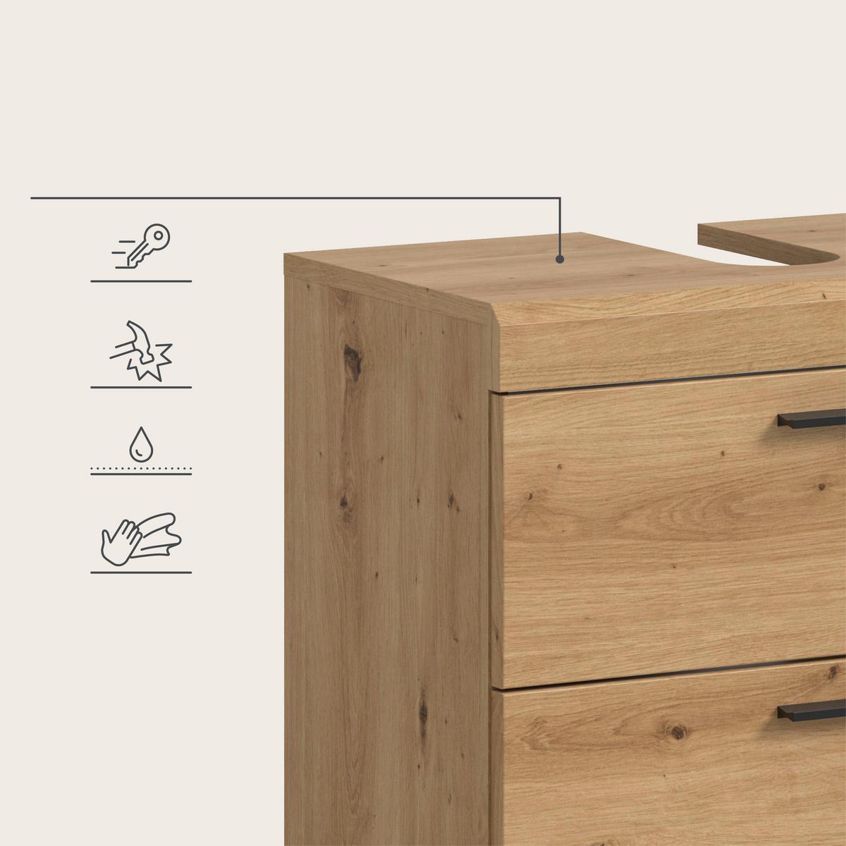 Badezimmer Scout Eiche Artisan Dekor B: 97cm - Schwarz/Eiche Artisan, Trend, Glas/Holzwerkstoff (97cm) - MID.YOU