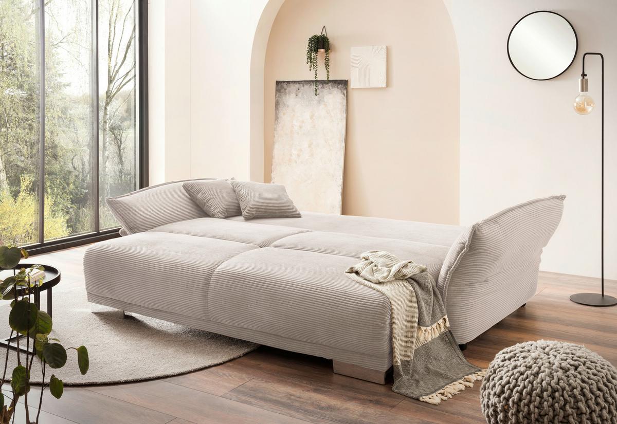 Bigsofa Pera, Beige B: 242 Cm - Chromfarben/Beige, MODERN, Textil (242/71/90/131cm) - Livetastic