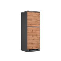 Kühlschrank-Umbauschrank Turin 60 cm Graphitfarben/Eiche - Eiche Wotan/Graphitfarben, Design, Holzwerkstoff (60/166/60cm) - Held