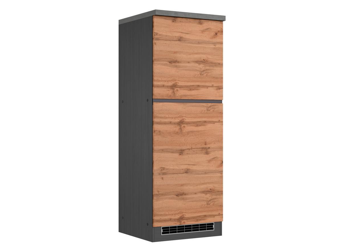 Kühlschrank-Umbauschrank Turin 60 cm Graphitfarben/Eiche - Eiche Wotan/Graphitfarben, Design, Holzwerkstoff (60/166/60cm) - Held