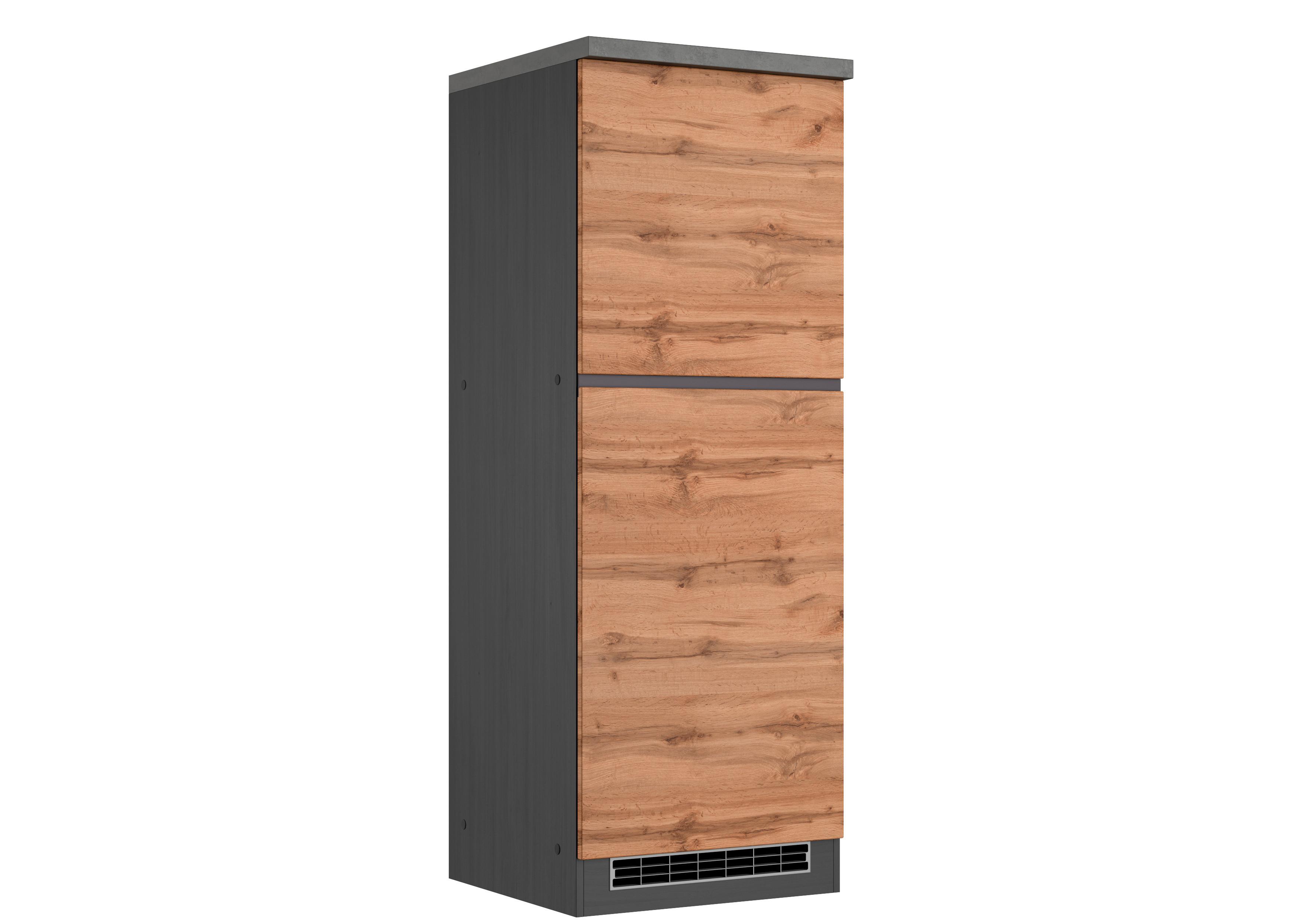 Kühlschrank-Umbauschrank Turin 60 cm Graphitfarben/Eiche