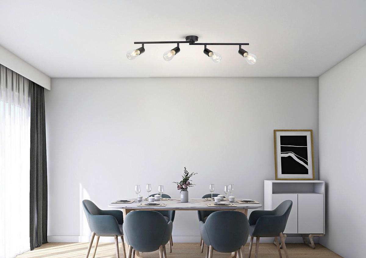 Bodové svietidlo MOLLY, 4xE27 max. 24W, 230V - čierna, Konventionell, kov (79,5/8,5/15,5cm) - Mömax