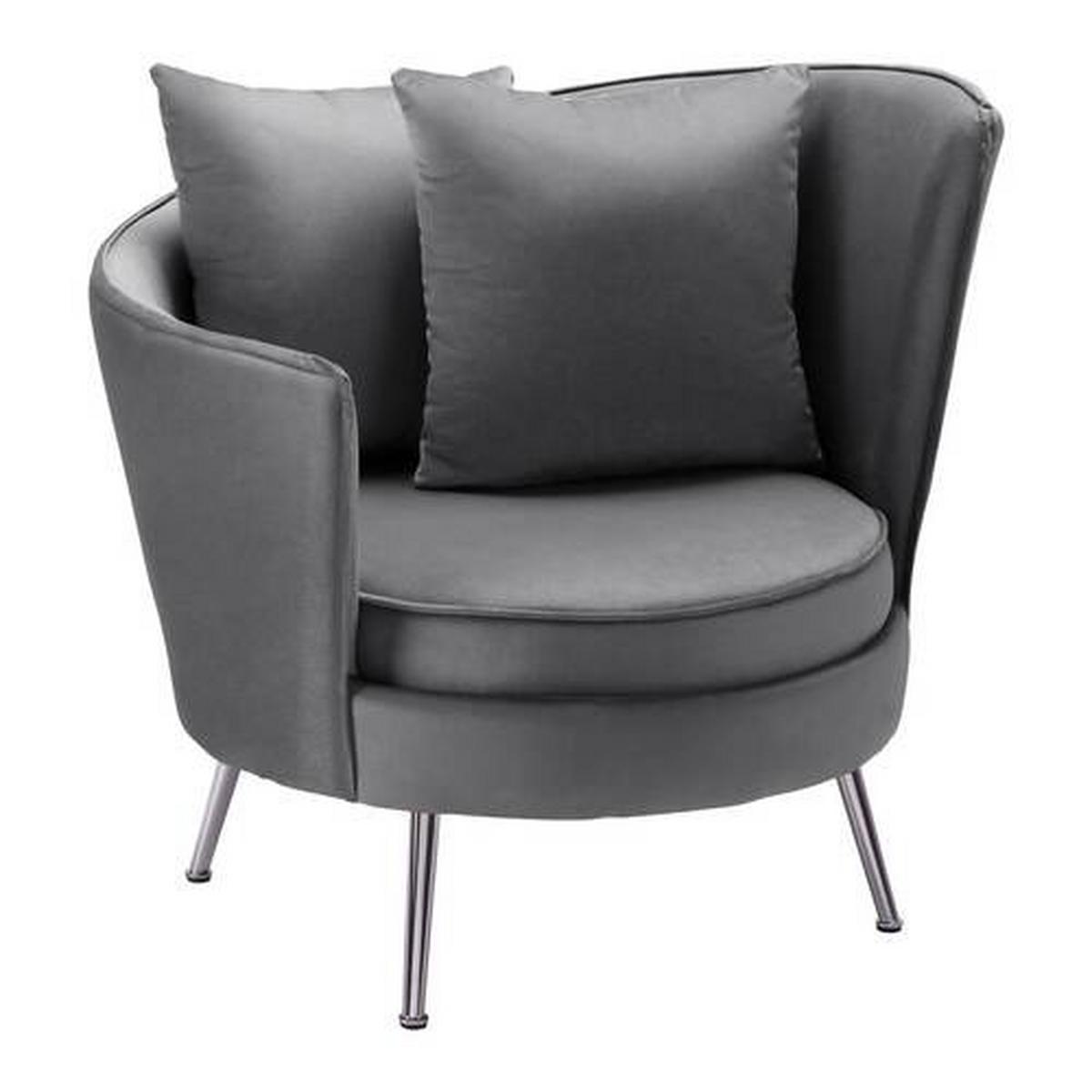 Křeslo Cherie šedá - tmavě šedá/barvy chromu, Moderní, kov/textil (87/83/85cm) - Bessagi Home