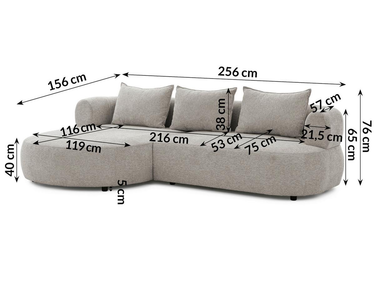 Ecksofa Ferro Hellgrau S: 156x256 Cm - Hellgrau/Schwarz, Design, Textil (156/256cm) - Livetastic