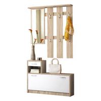 Garderobe Vera Eiche Dekor/ Weiß 2--Teilig. Mit Spiegel - Eichefarben/Weiß, KONVENTIONELL, Holzwerkstoff (100/191/25cm) - MID.YOU