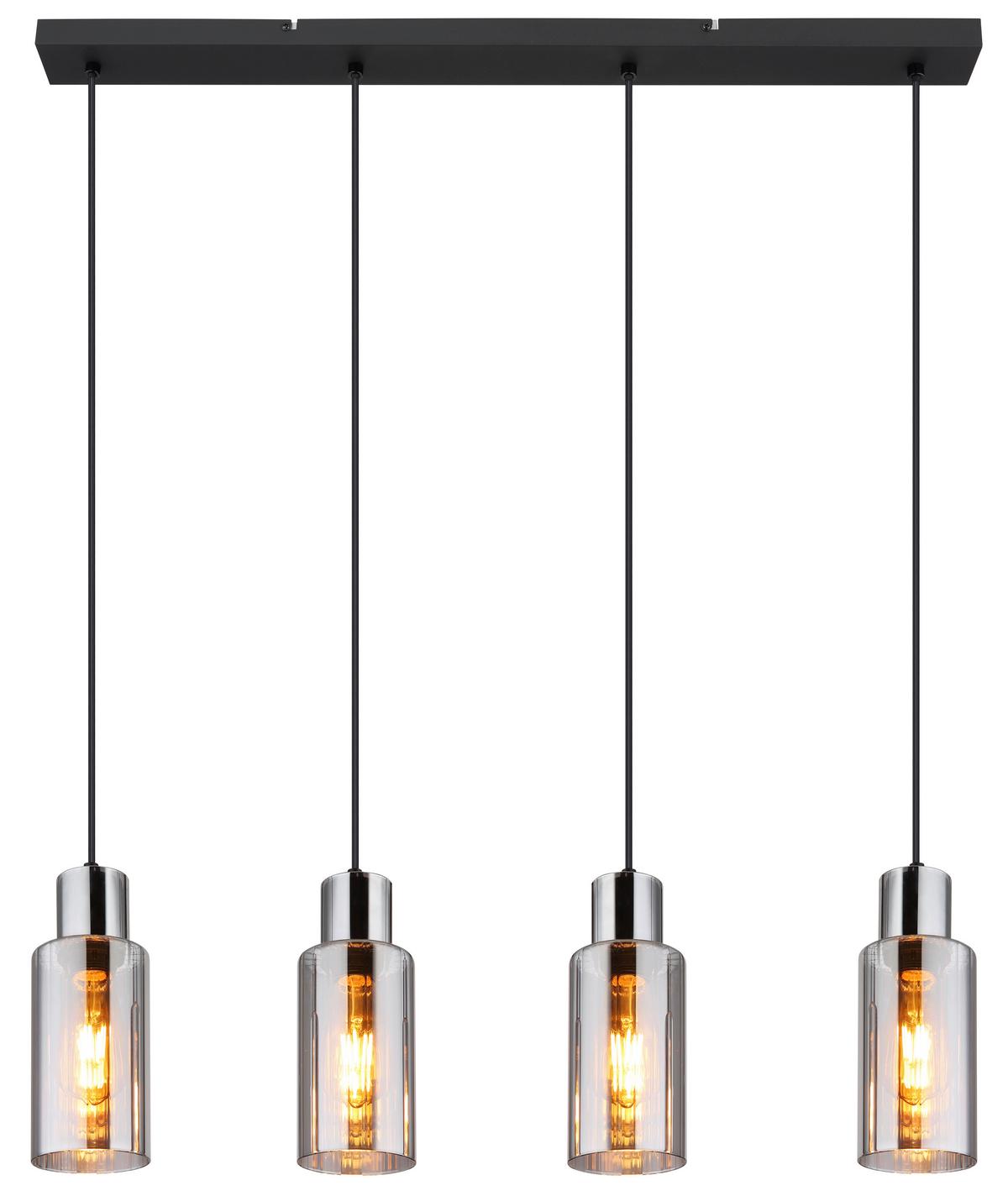 Hängeleuchte 15708-4h - Schwarz, Basics, Glas/Metall (82/10/120cm) - Globo