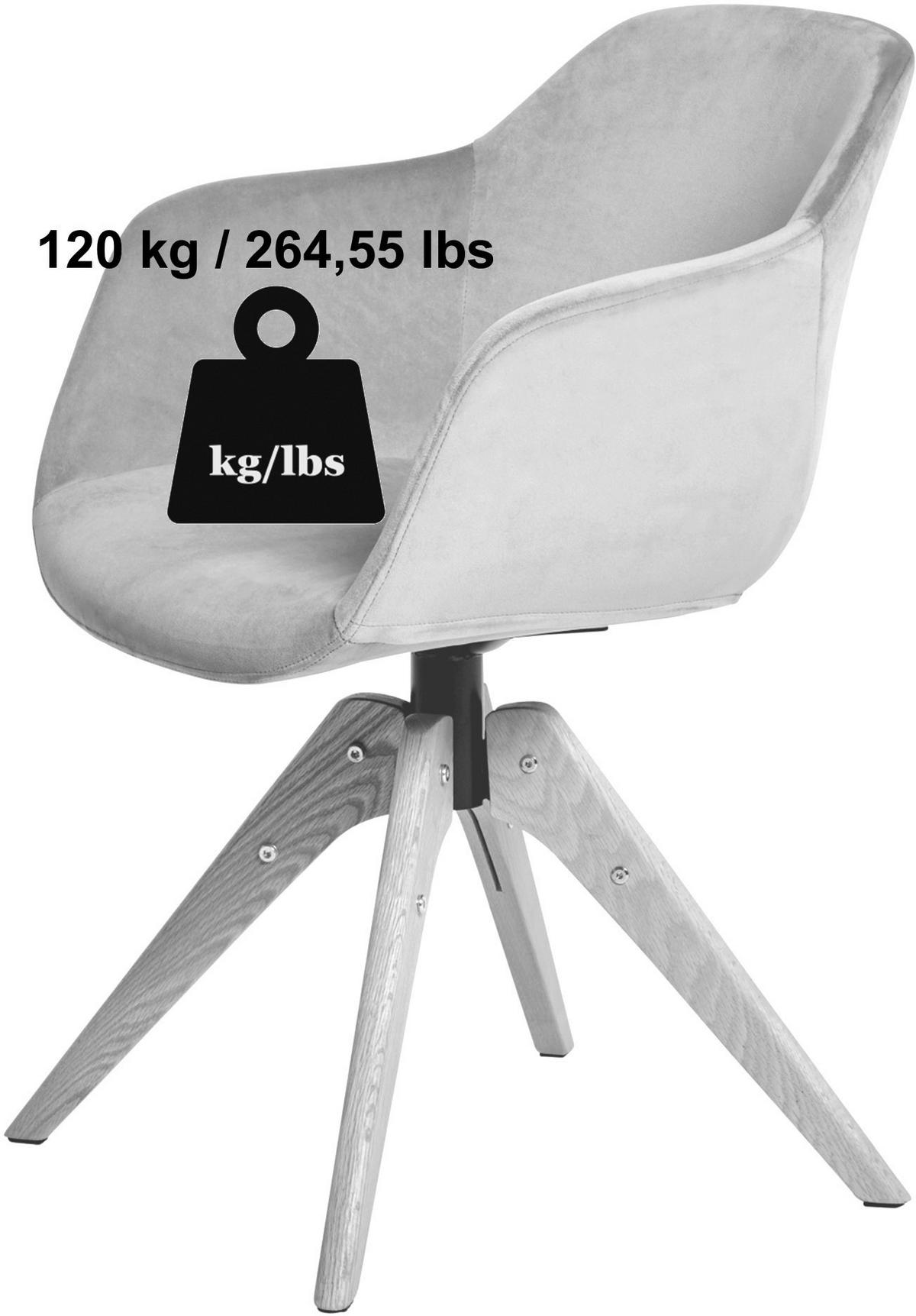 Armlehnstuhl Shell Weiß /eichefarben Echtholz-Beine - Eichefarben/Weiß, MODERN, Holz/Kunststoff (56,5/59/79cm) - Livetastic