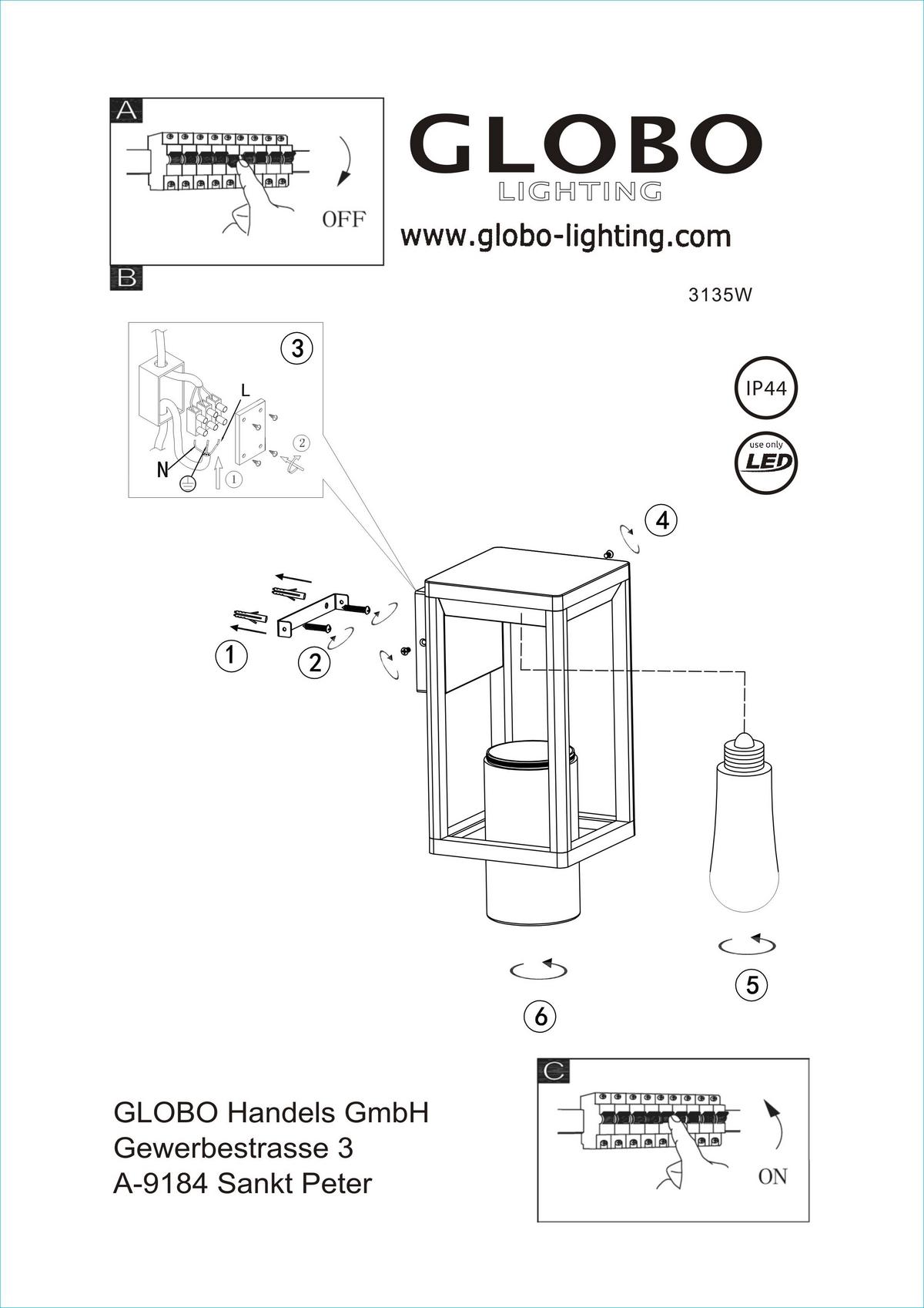 Außenleuchte Candela 15 Watt Aluminium - Klar/Schwarz, Basics, Kunststoff/Metall (15/27cm) - Globo