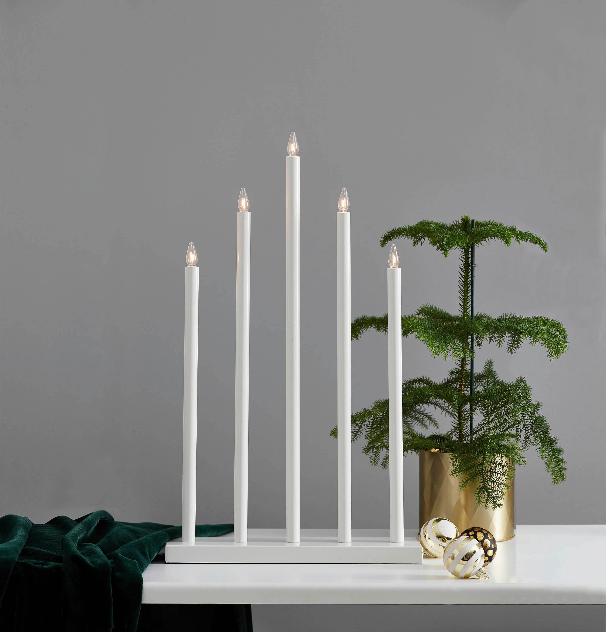 LED-Kerze 410981_holy - Weiß, Basics, Holz/Kunststoff (38/10/64cm) - Eglo