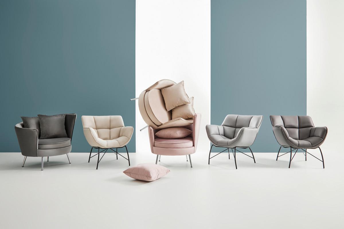 Křeslo Cherie růžová - růžová/barvy chromu, Moderní, kov/textil (87/84/85cm) - Bessagi Home