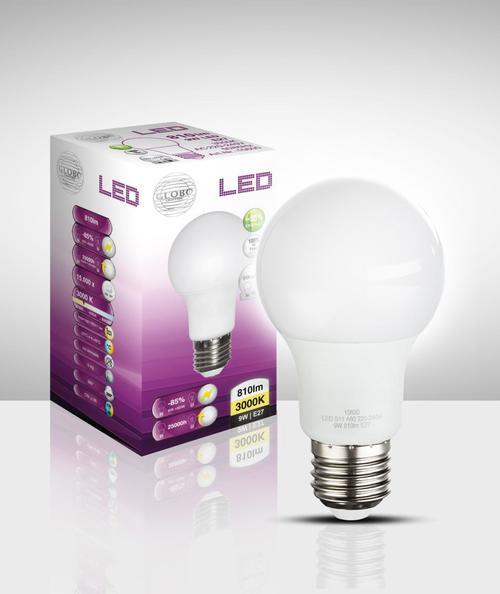 LED-Lampe 10600 E27,  9 Watt, 810 lm, 3000 K - Opal, MODERN, Kunststoff/Metall (6/11cm)