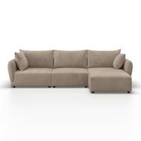 Sedacia súprava NICOLE, pravá, béžová, max. do 480 kg - čierna/sivobéžová, Modern, drevo/textil (306/87/162cm) - Bessagi Home