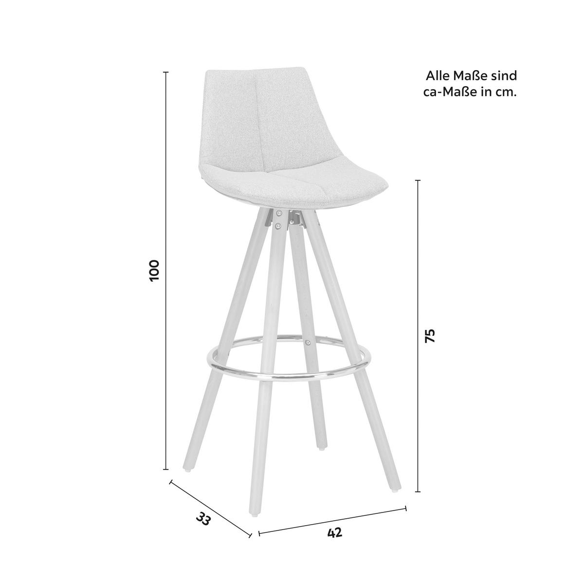 Barová stolička NELO svetlá sivá - farba buka/sivá, Modern, kov/drevo (42/100/33cm) - Bessagi Home