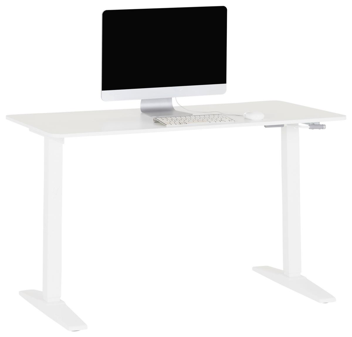 Schreibtisch 120x75-120x60 cm Easy Weiß - Weiß, MODERN, Holzwerkstoff/Kunststoff (120/75-120/60cm) - MID.YOU