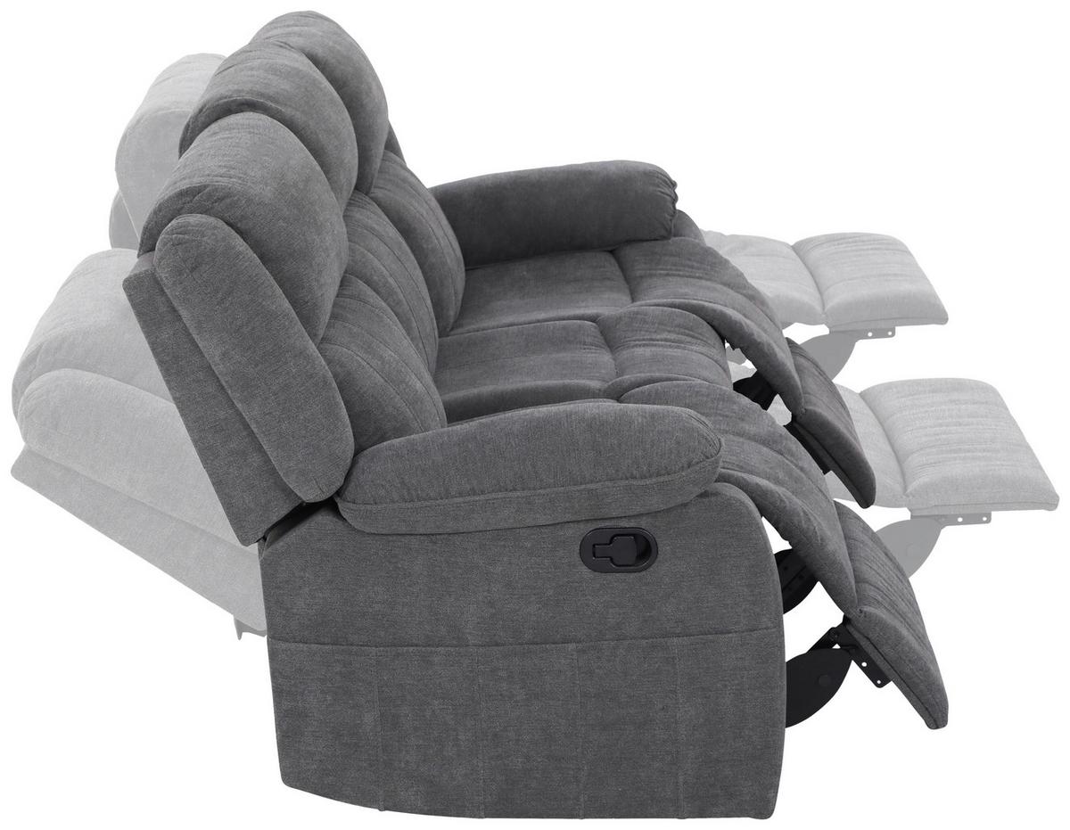 3-Sitzer-Sofa + Relaxfunktion Chester Grau B: 209 cm - Schwarz/Grau, Basics, Textil (209/101/93cm) - P & B