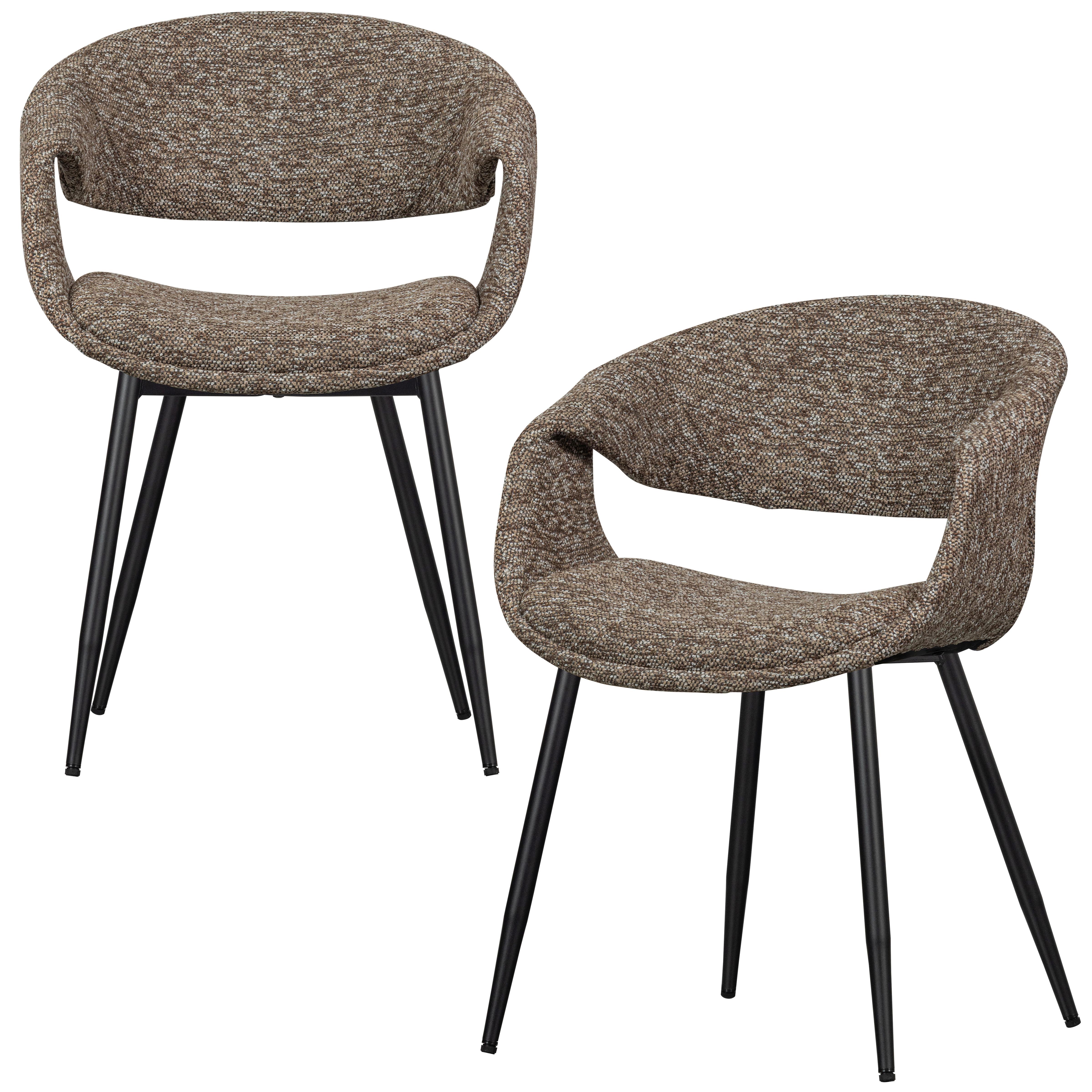 Armlehnstuhl-Set Yossi Braun/Schwarz B: 57cm - Schwarz/Braun, MODERN, Textil/Metall (57/78/57cm) - Livetastic
