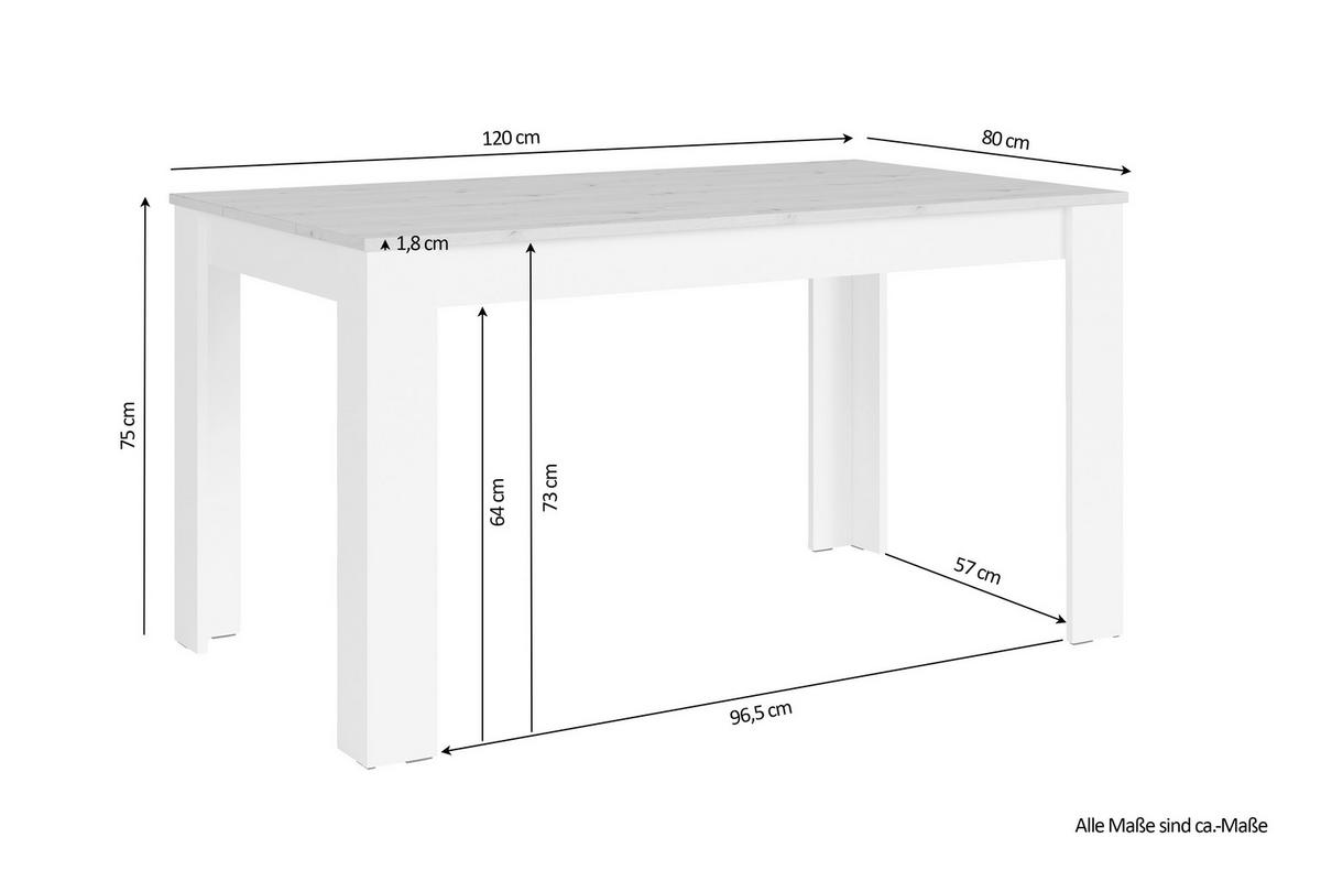 Esstisch Nori Eiche Artisan/weiß B: 80 Cm - Weiß/Eiche Artisan, LIFESTYLE, Holzwerkstoff (120/80/75cm) - MID.YOU
