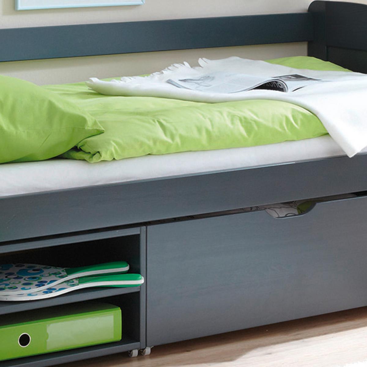 Stauraumbett 90x200 Marlies Dunkelgrau - Dunkelgrau, MODERN, Holz (90/200cm) - MID.YOU