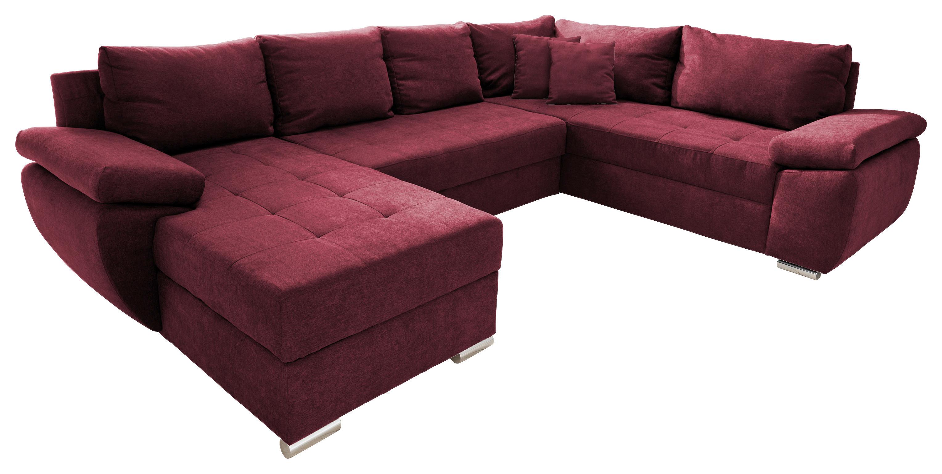 Wohnlandschaft Terana Mit Bettkasten Beere - Chromfarben/Beere, KONVENTIONELL (157/305/219cm) - Livetastic