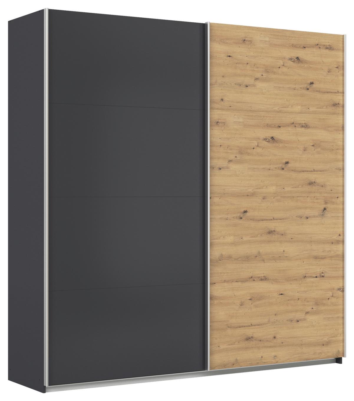 Schwebetürenschrank B: 225cm Feldkirch Grau/Eiche Dekor - Anthrazit/Eiche Artisan, MODERN, Holzwerkstoff (225/229/62cm)