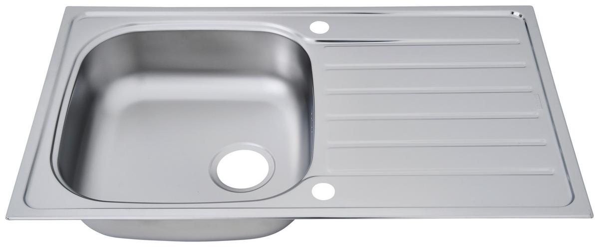 Spüle Respekta Edelstahl Bxt: 86x50 Cm - Edelstahlfarben, Trend, Metall (86/17,5/50cm) - Respekta