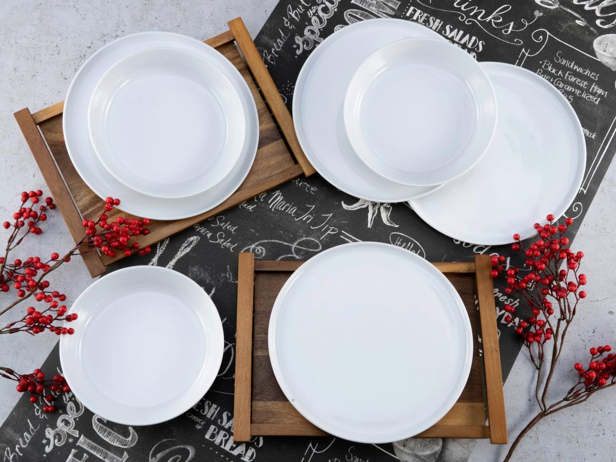 Tafelservice Keramik 6 Personen Geschirr Set Weiß - Weiß, Basics, Keramik (29/25/30cm) - Creatable
