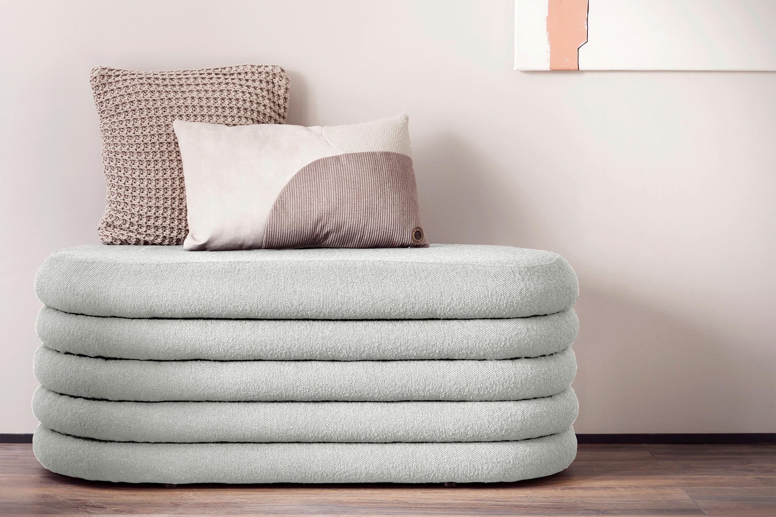 Bettbank Bouclé, Weiß B: 108 Cm - Weiß, MODERN, Textil (108/42/45cm) - Livetastic