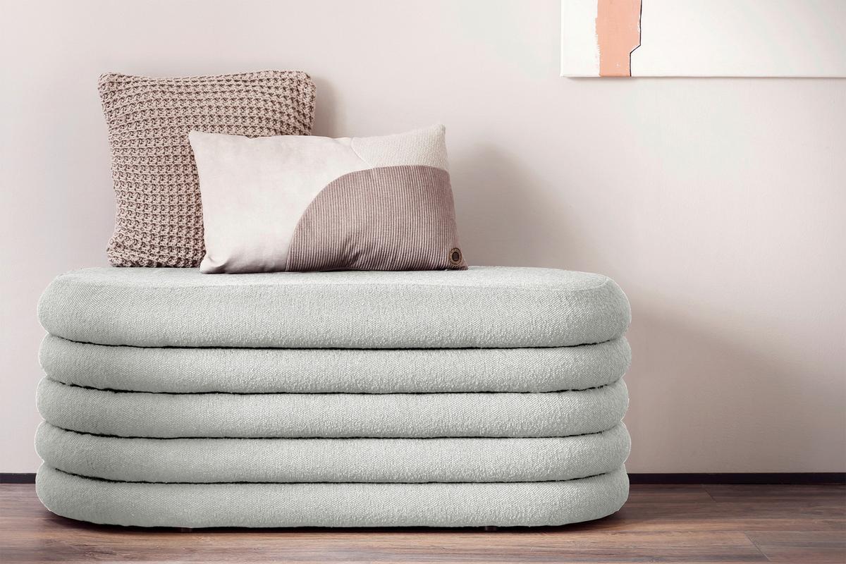 Bettbank Bouclé, Weiß B: 108 Cm - Weiß, MODERN, Textil (108/42/45cm) - Livetastic