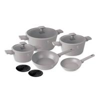 Pfannenset 10-Teilig Taupe, Antihaftbeschichtet - Taupe, Basics, Metall (66/42/23.5cm)
