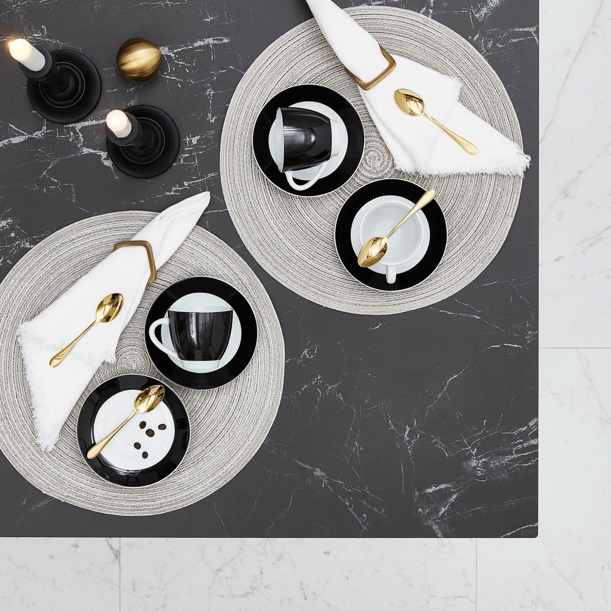 Untertassenset Schwarz Weiß 6-teilig D:14,5cm - Schwarz/Weiß, Basics, Keramik (14,5cm) - Van Well