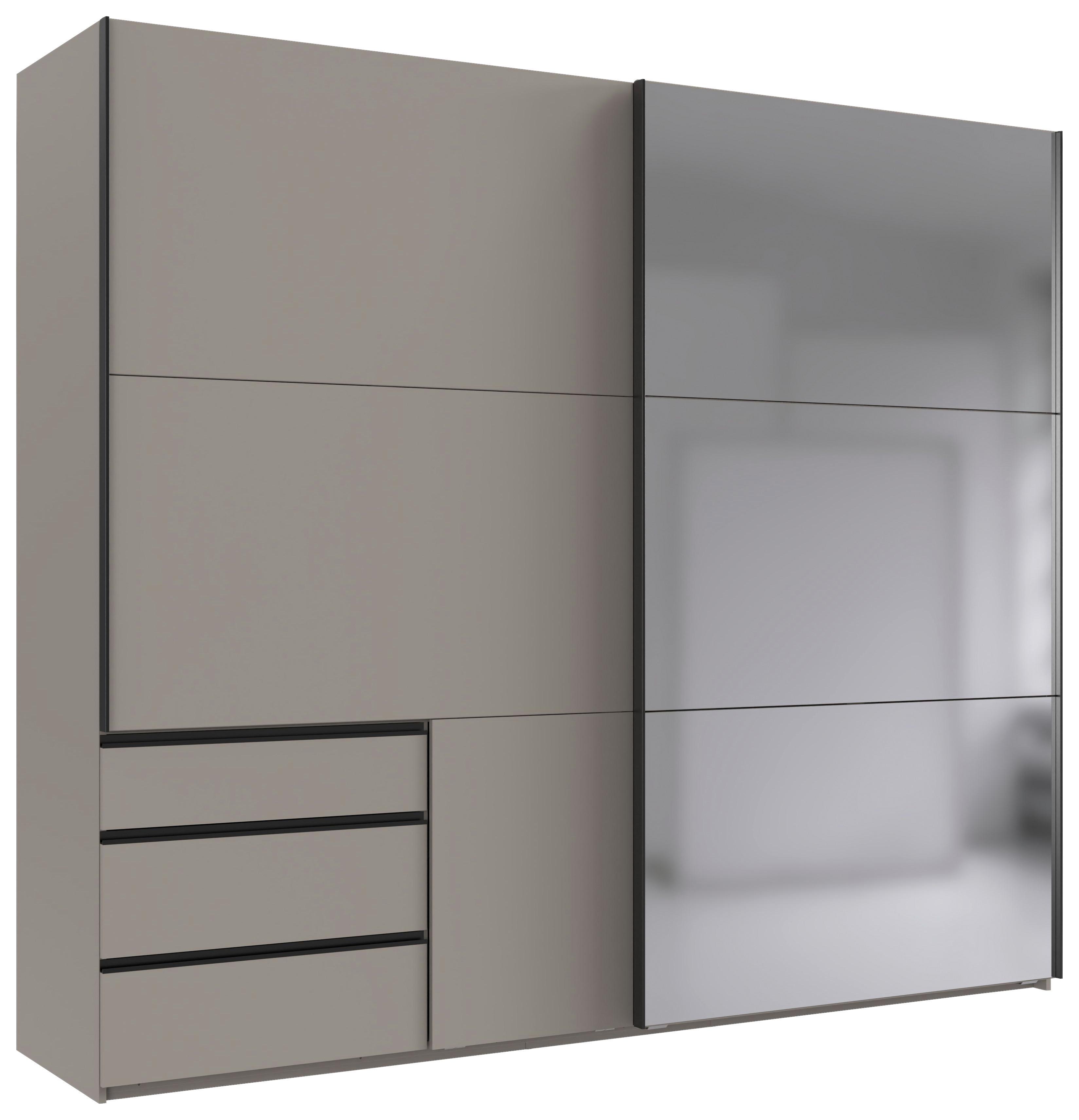 Schwebetürenschrank Level 36 A Grau Dekor/Spiegel, B: 250cm - Sahara, MODERN, Glas/Holzwerkstoff (250/216/65cm) - MID.YOU