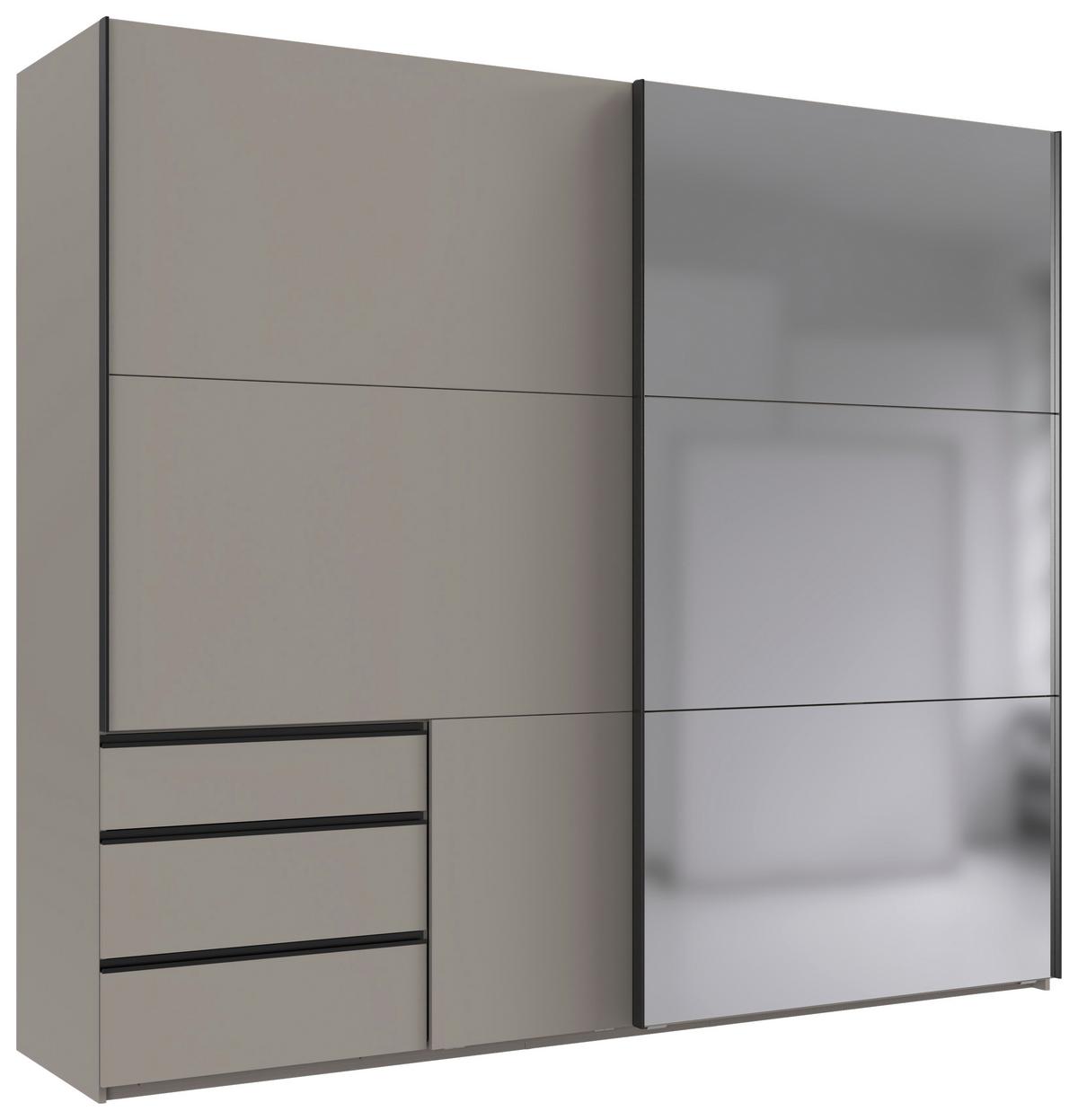 Schwebetürenschrank Level 36 A Grau Dekor/Spiegel, B: 250cm - Sahara, MODERN, Glas/Holzwerkstoff (250/216/65cm) - MID.YOU