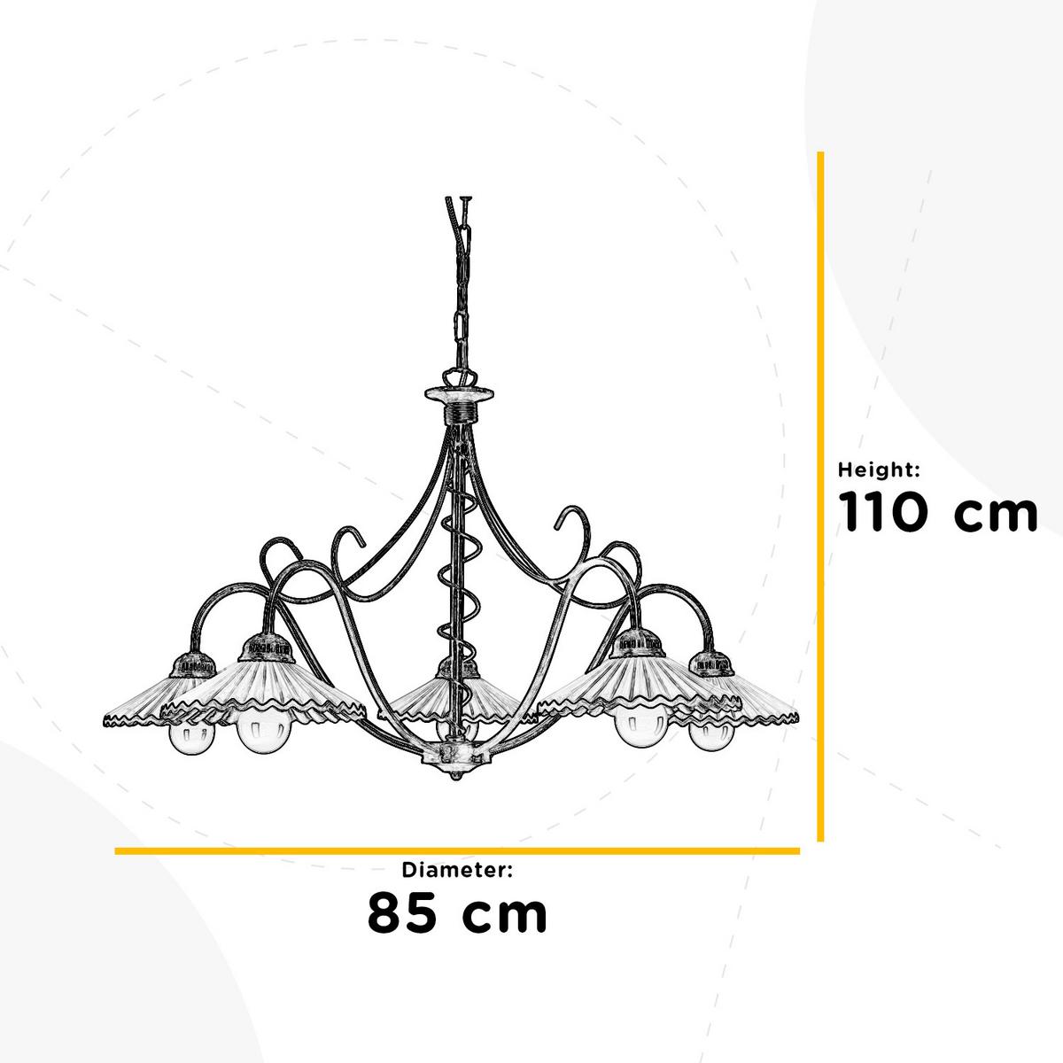 Kronleuchter 4257/5b - Bernsteinfarben, KONVENTIONELL, Keramik/Metall (85/110cm)