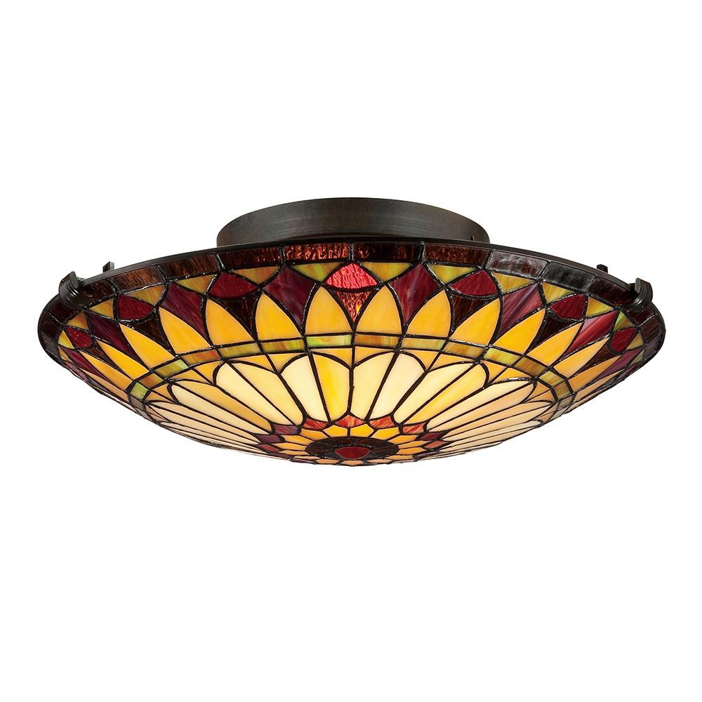 Deckenleuchte West End L: 42 cm 2-Flammig mit Glas - Bronzefarben, Natur, Glas/Metall (42/14.8/43.2cm) - Elstead Lighting
