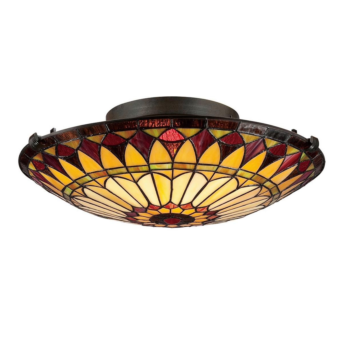 Deckenleuchte West End L: 42 Cm 2-Flammig Mit Glas - Bronzefarben, Natur, Glas/Metall (42/14.8/43.2cm) - Elstead Lighting