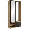 Garderobe Dino Eiche Artisan/schwarz B: 90 Cm - Schwarz/Eiche Artisan, Trend, Holzwerkstoff (90/190/33cm)