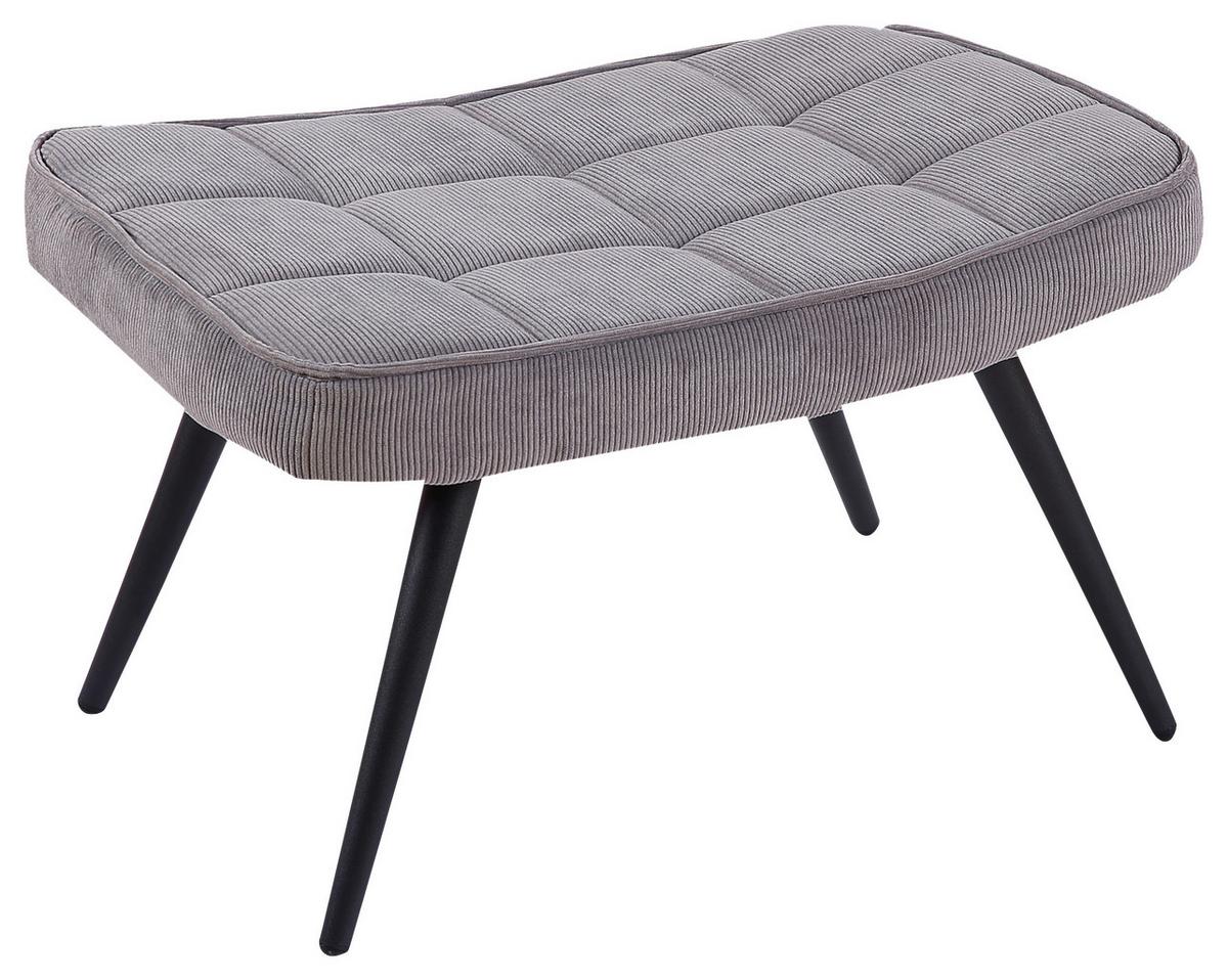 Hocker Uta Textil Grau Sitz Gepolstert H: 39 cm - Schwarz/Grau, MODERN, Holzwerkstoff/Textil (41/39/59cm) - MID.YOU