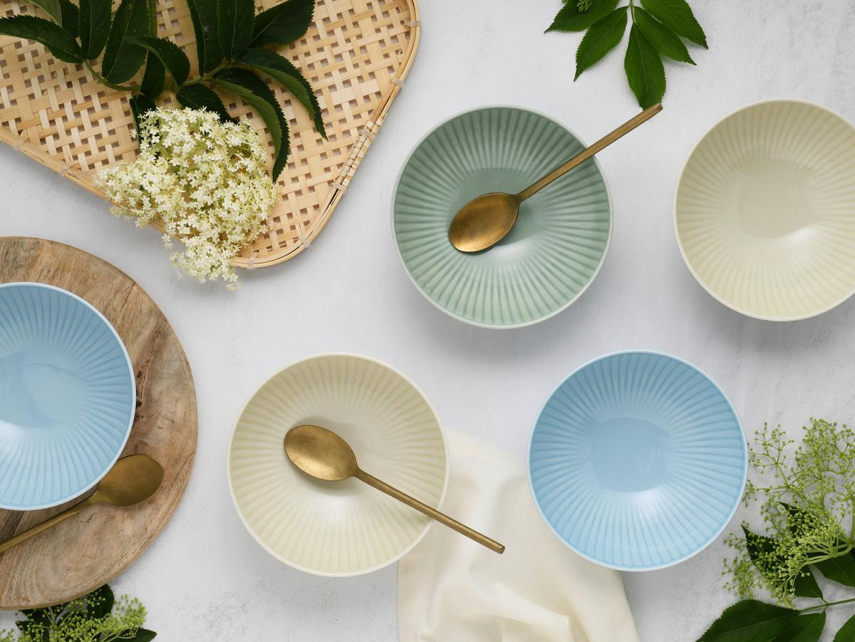 Schüsselset Valencia 6--Teilig., Creme, Grün, Blau - Pastellblau/Pastellgrün, Basics, Keramik - Creatable