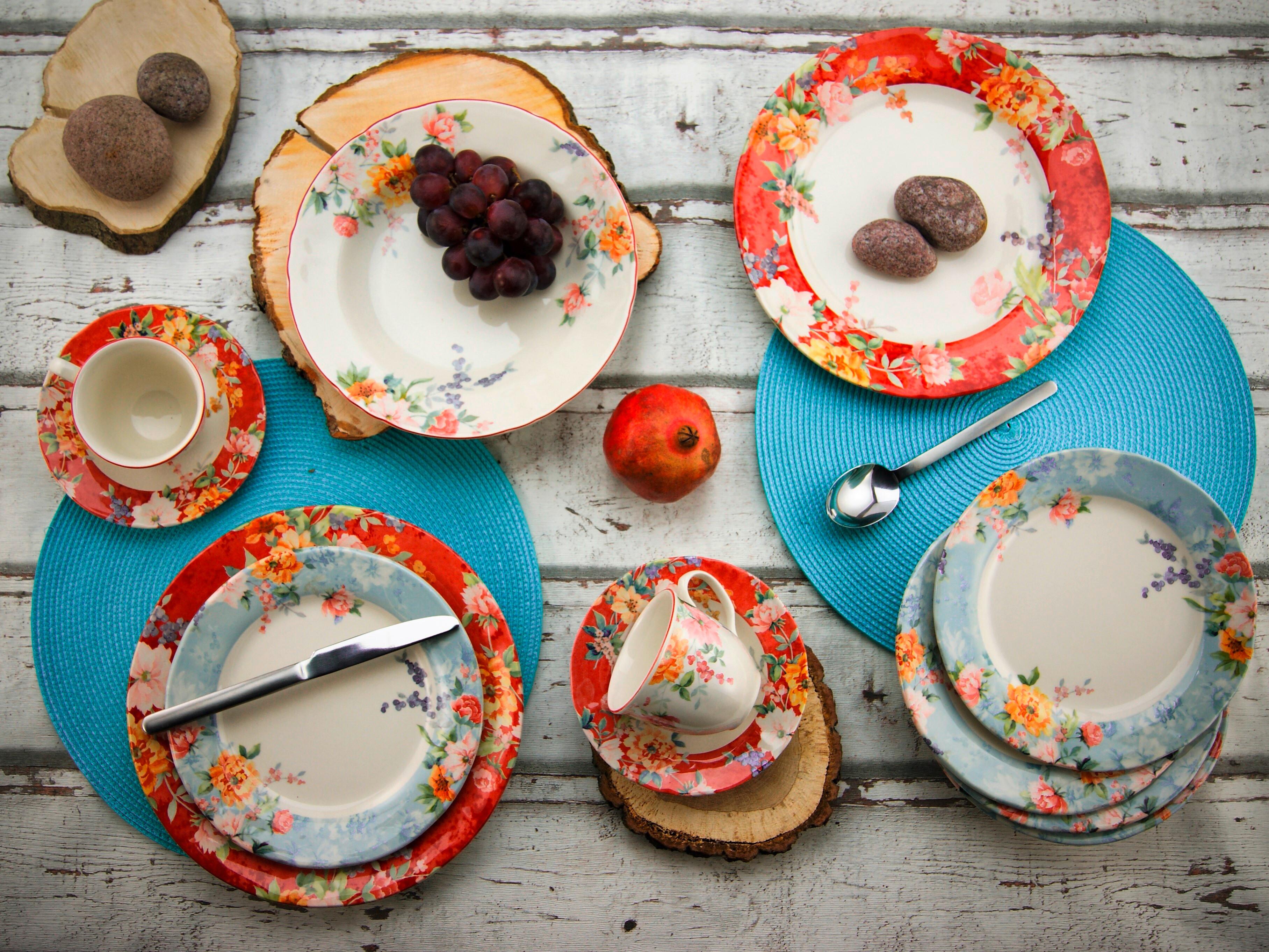 Kombiservice Crimson Keramik 6 Personen Geschirr Set - Multicolor, Basics, Keramik (40/32,5/32,5cm) - Creatable