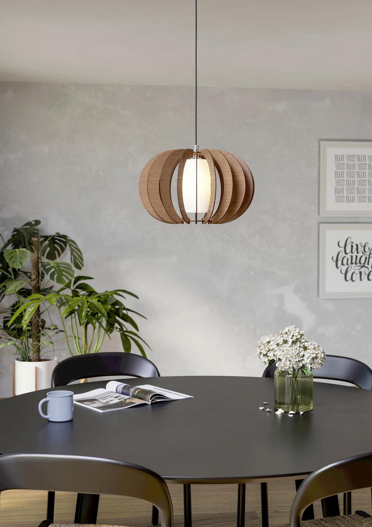 Hängeleuchte 95591* Stellato 3 - Braun/Weiß, Natur, Glas/Holz (40/130cm) - Eglo