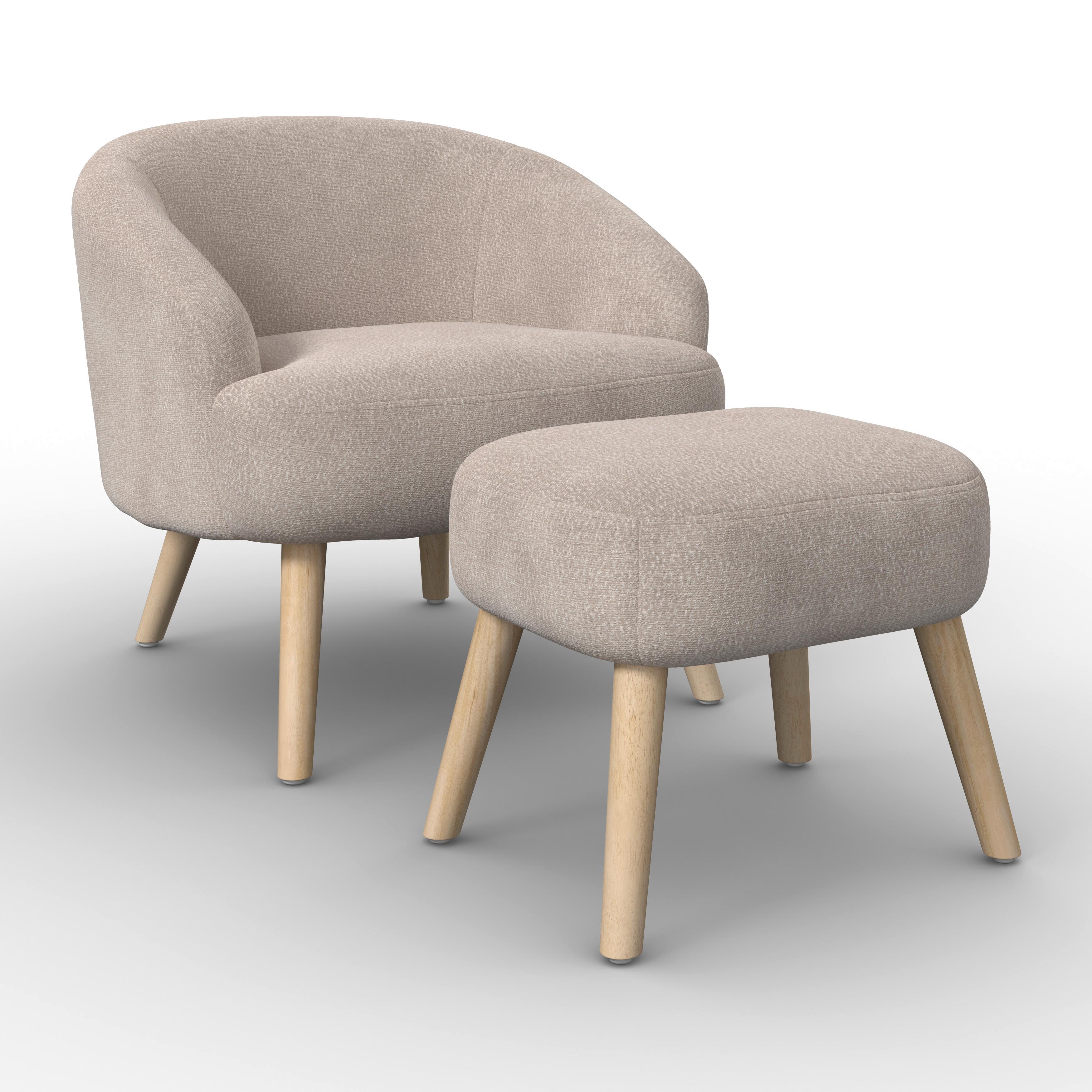 Relaxační křeslo SONJA, krémová žinylka, max.140 kg - krémová/přírodní barvy, Moderní, dřevo/textil (71/69/68cm) - Bessagi Home