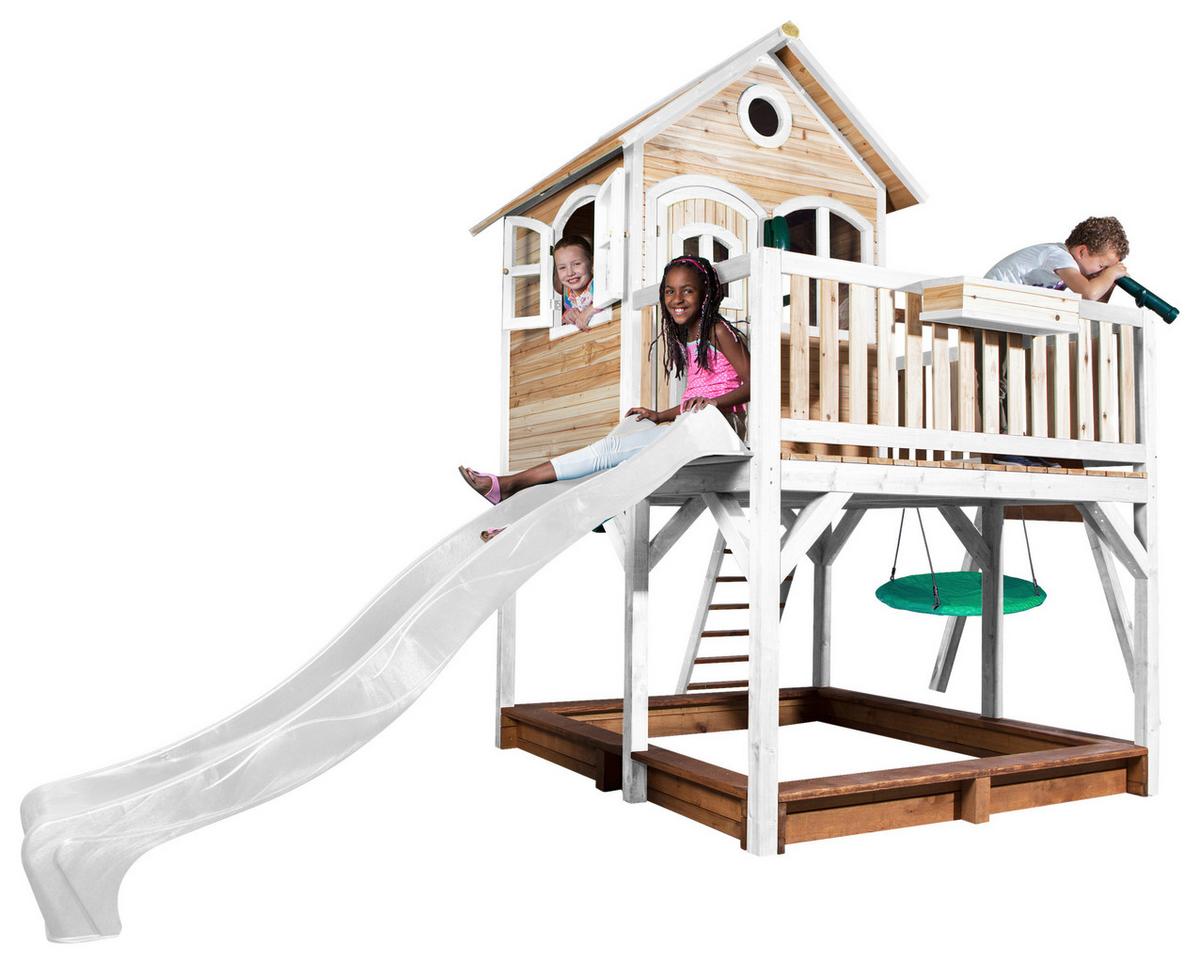 Spielturm A030.154.91 - Weiß/Braun, KONVENTIONELL, Holz (613/291/277cm) - Ambia Garden