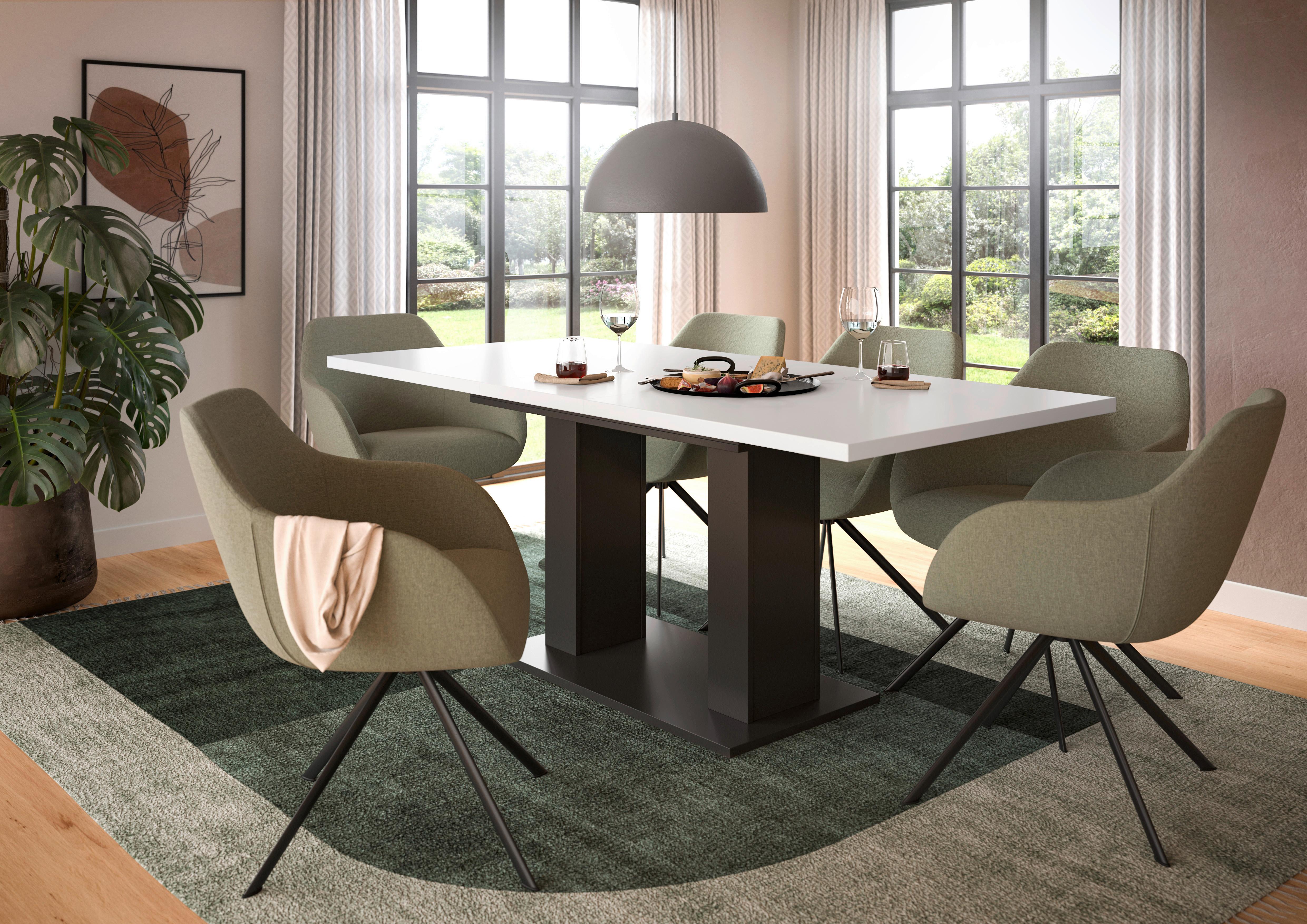 Ausziehtisch Marlon 150 Az Weiß/Grau, B:150-190 cm - Weiß/Grau, KONVENTIONELL, Holzwerkstoff (150-190/90/76cm)