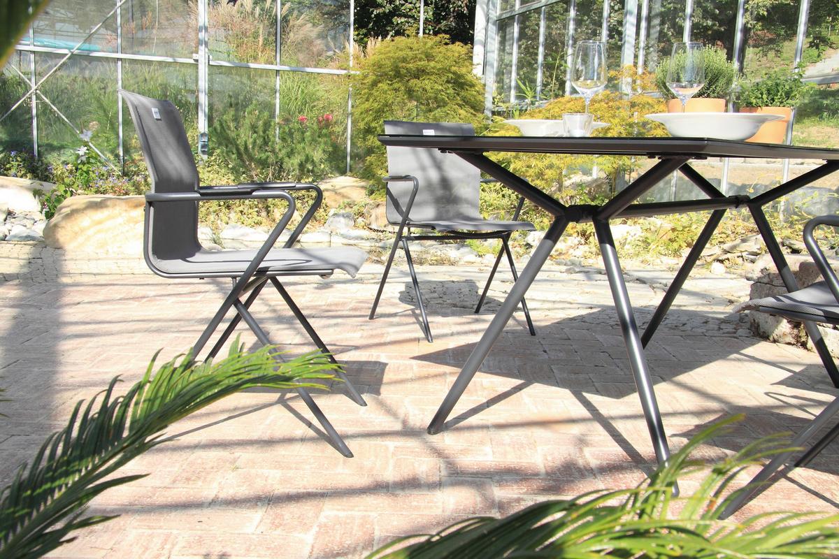 Gartengarnitur 5-Tlg. Alpha Metall/Kunststoff/Glas - Taupe/Anthrazit, Basics, Glas/Kunststoff (80/75/160cm) - Acamp