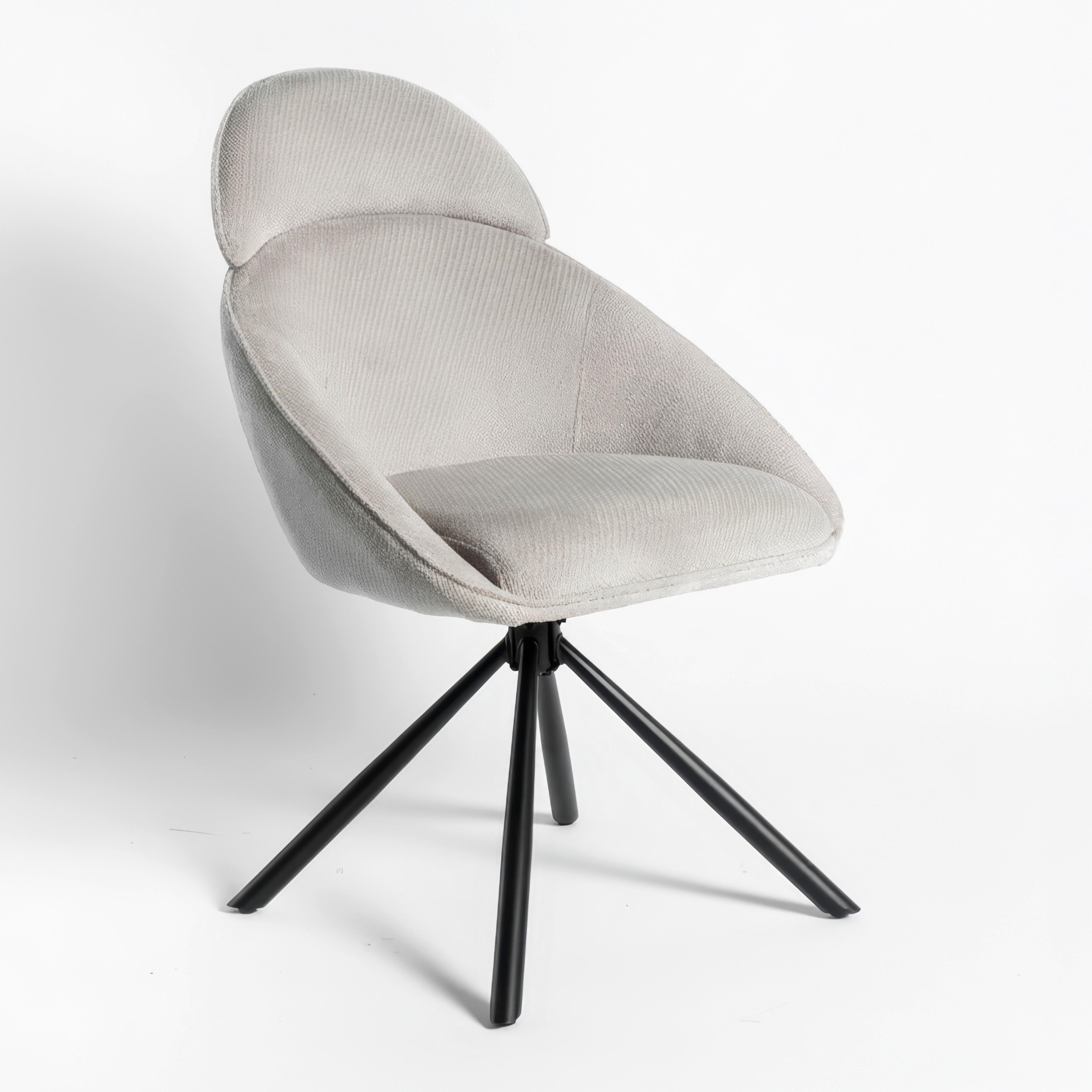 Stolička s podrúčkami Maira, bledo-sivá, s látkovým poťahom - čierna/svetlosivá, Modern, kov/textil (59,5/93/66cm) - Bessagi Home