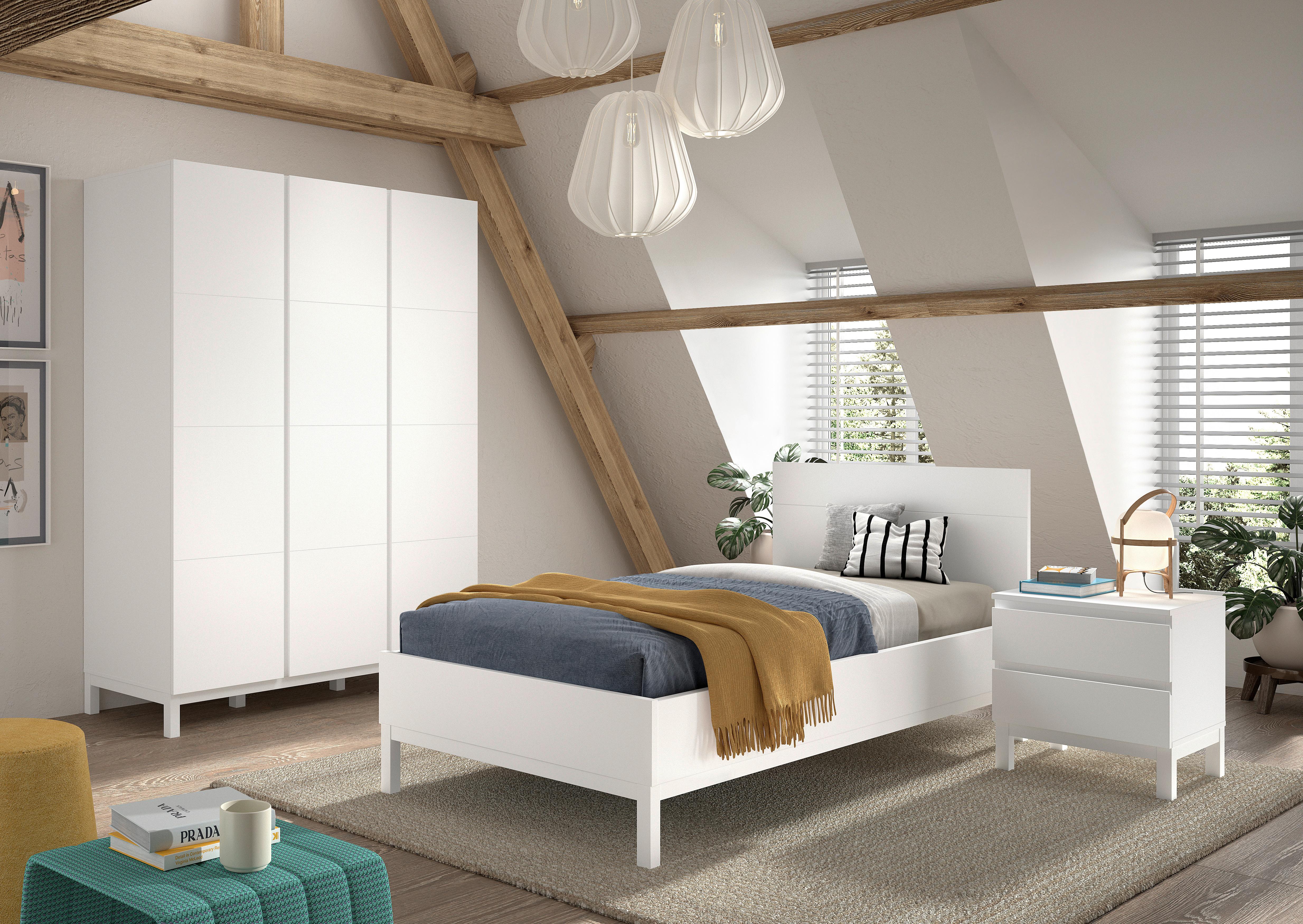 EINZELZIMMER Eva Weiß 3-Teilig - Weiß, MODERN, Holz/Holzwerkstoff - Vipack