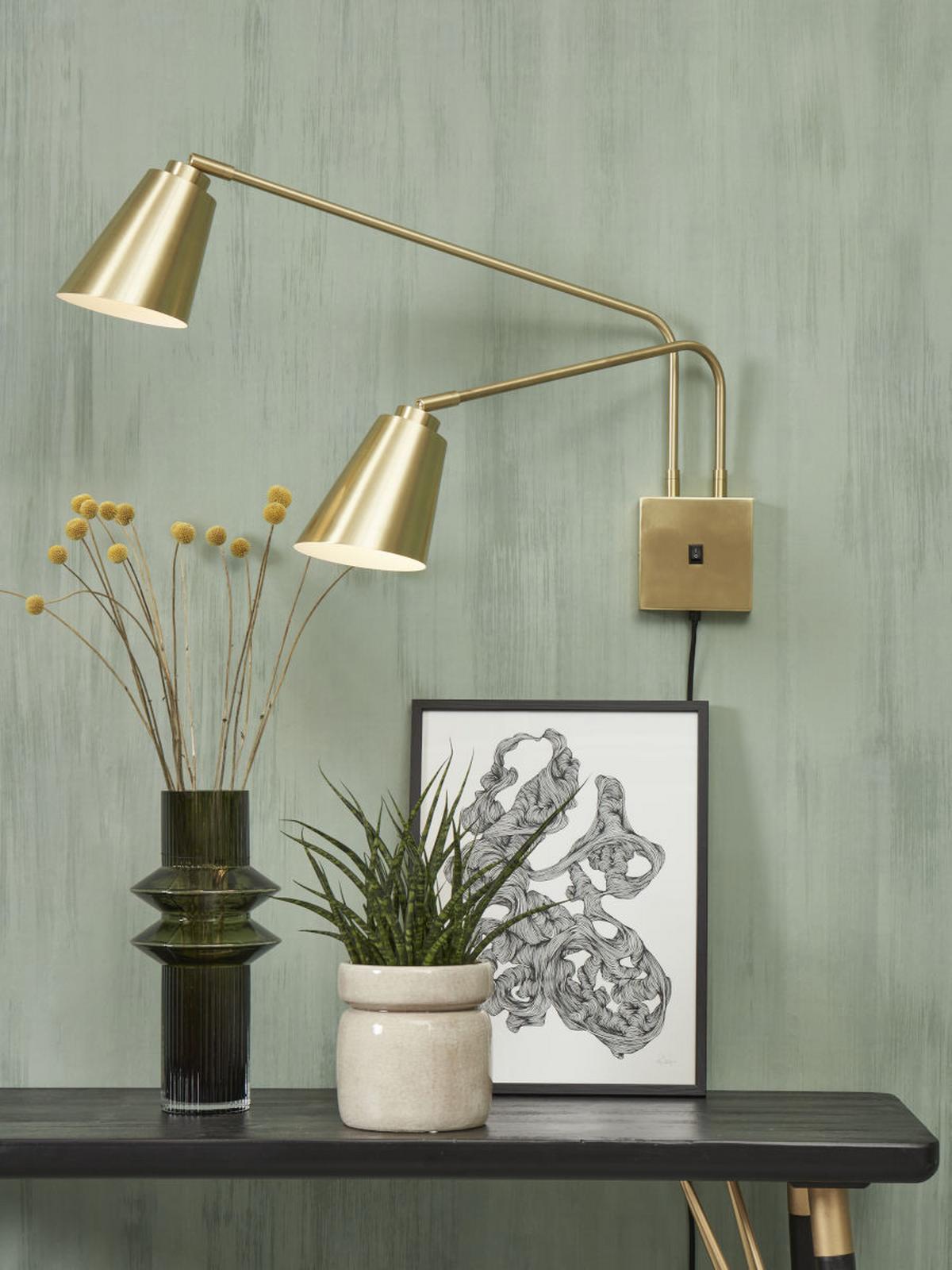Wandleuchte Bremen 2-Flammig mit Schalter - Goldfarben, Basics, Metall (12/12/2,5cm) - It's about Romi