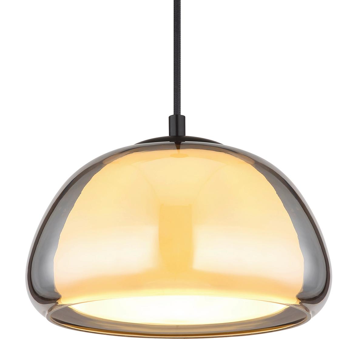 Hängeleuchte Jella Grau Schwarz Weiß D: 25 cm - Schwarz/Weiß, KONVENTIONELL, Glas/Textil (25/120cm) - Globo